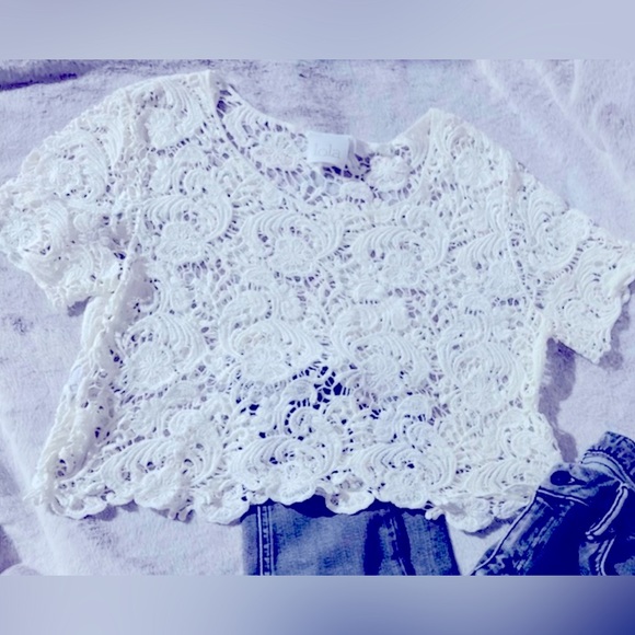 LOLA Crochet Crop Top 100% Cotton Size Small - Picture 4 of 8